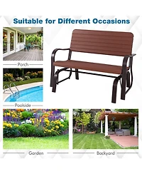 Gouun 2-Seat Porch Glider with Hdpe Back Seat and Steel Frame