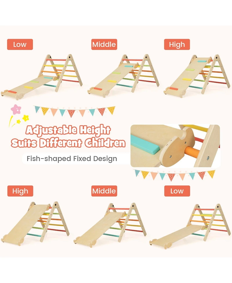 Gouun 3-in-1 Climbing Set Foldable and Adjustable Kids Triangle Set
