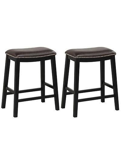 Gouun 26 Inch Counter Height Bar Stool Set of 2 with Upholstered Seat
