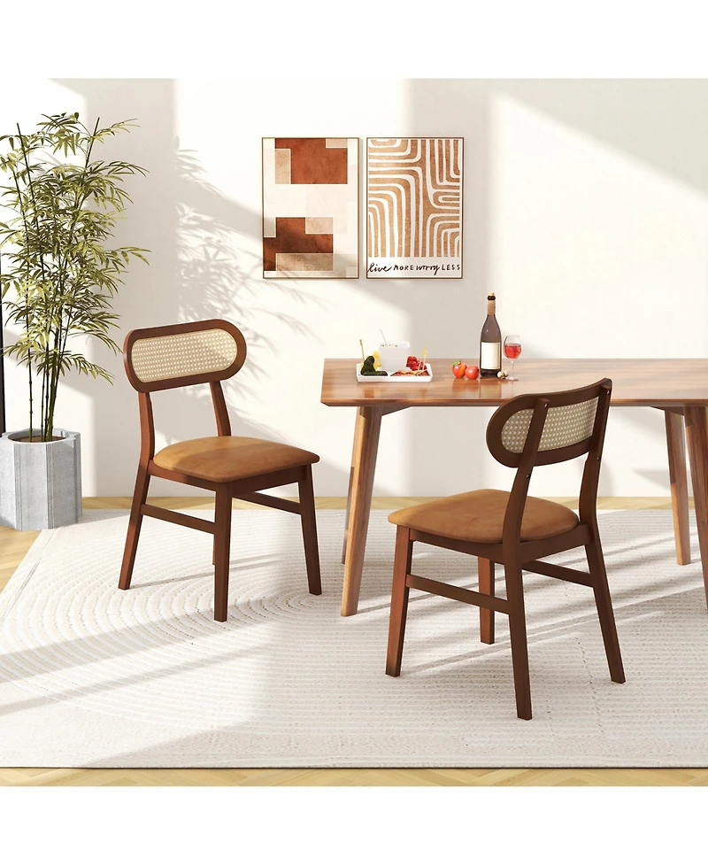 Gouun Indoor Mid Century Wood Dining Chairs Set of 2 for Dining Room