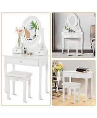 gaomon Vanity Table with Led Lighted Oval Mirror