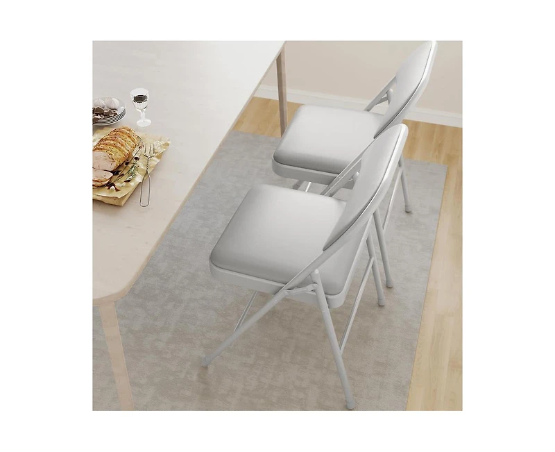 4 Pack Folding Chairs With Padded Cushion and Back, Folding Chairs for Outside, Foldable Chairs With Metal Frame Hold Up to 350 Lbs, Metal Chairs for
