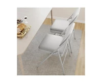 4 Pack Folding Chairs With Padded Cushion and Back, Folding Chairs for Outside, Foldable Chairs With Metal Frame Hold Up to 350 Lbs, Metal Chairs for
