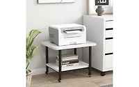 Under Desk Printer Stand with 360° Swivel Casters and Storage Shelves