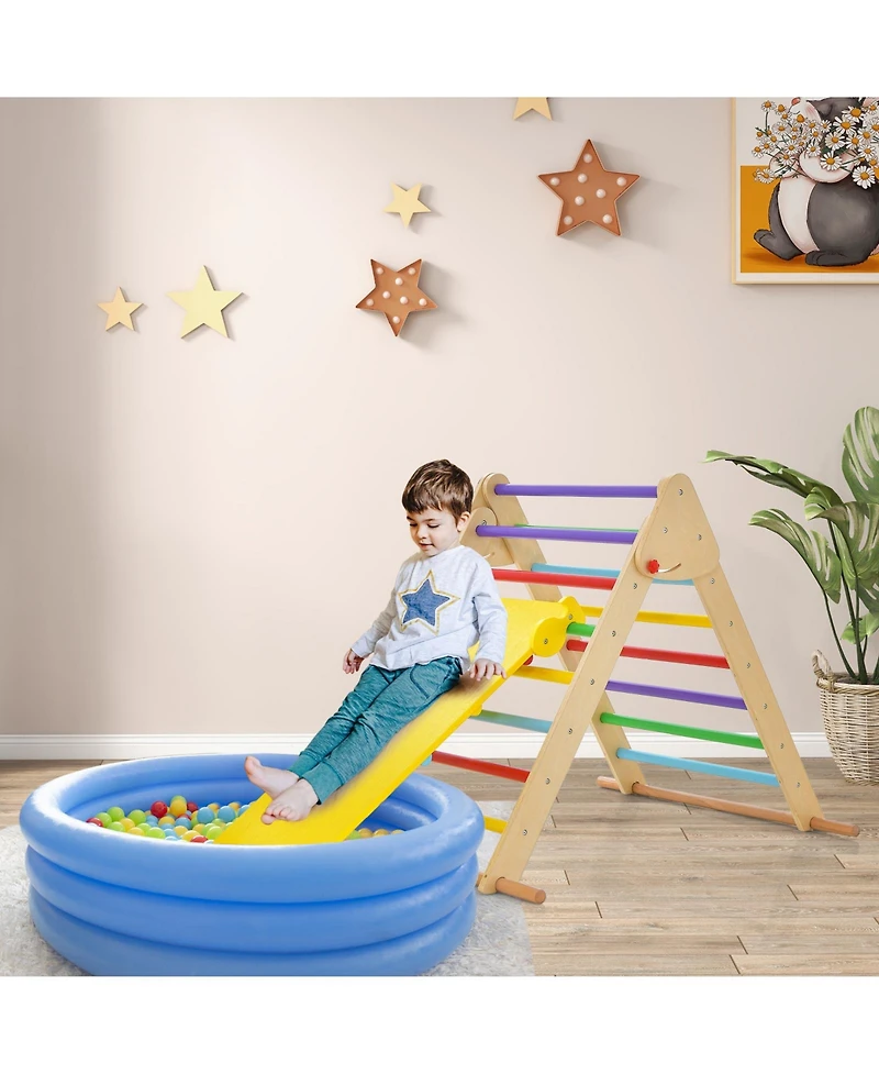 Gouun Kids Climbing Triangle Set with Adjustable and Reversible Ramp