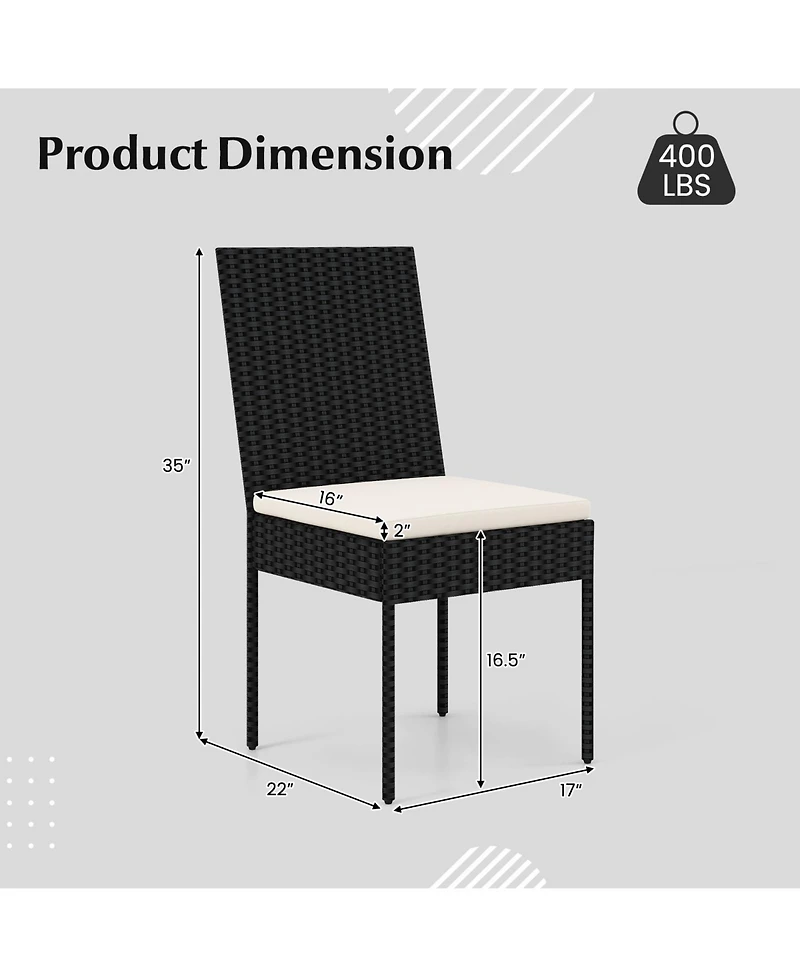 Gouun Pe Wicker Patio Chairs Set of 4 with Cushions for Porch Deck Garden and Backyard-4 Pieces