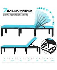 Gouun Patio Rattan Cushioned Height Adjustable Lounge Chair