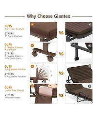 Gouun Adjustable Guest Single Bed Lounge Portable Wheels