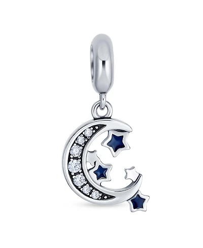 Bling Jewelry Crescent Moon Star Dangle Charm Bead Sterling Silver Bracelet