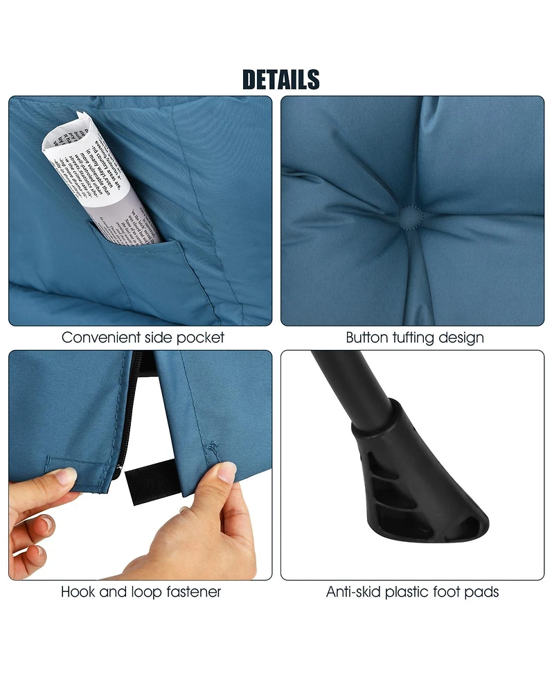 Gouun Modern Polyester Fabric Lazy Chair with Steel Frame and Side Pocket