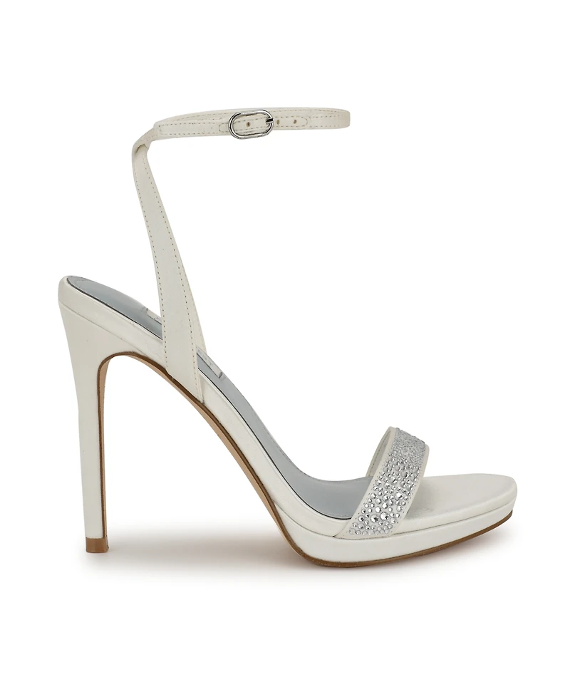 Nine West Women's Loola Bridal Satin High Stiletto Sandals