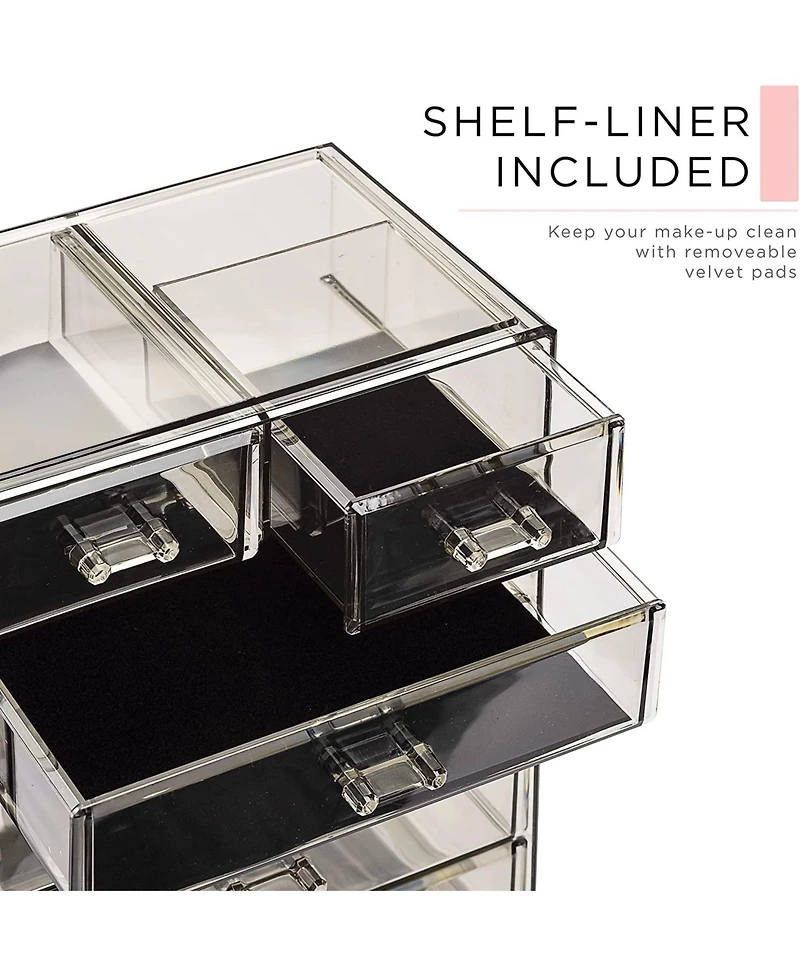 Sorbus 2 Piece Acrylic Makeup and Jewelry Storage Organizer Case (6 Drawers Lipstick Tray