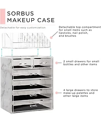 Sorbus 2 Piece Acrylic Makeup and Jewelry Storage Organizer Case (6 Drawers and Lipstick Tray
