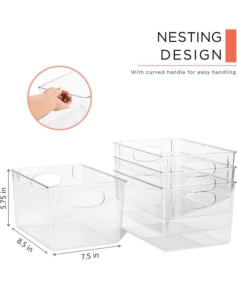 Sorbus 2-Pack Medium Clear Storage Bins with Handles