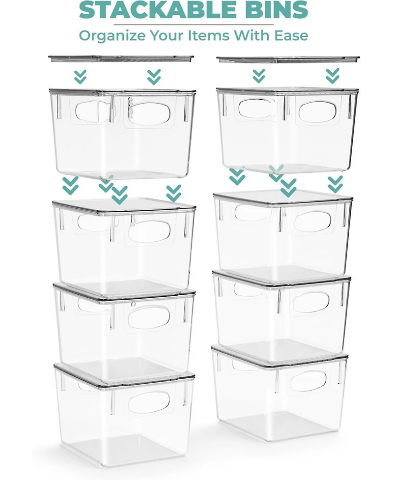 Sorbus 2 Pack Small Clear Storage Bins with Handles and Lids - for Kitchen, Cabinet Organizer, Pantry & Refrigerator