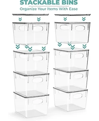 Sorbus 2 Pack Small Clear Storage Bins with Handles and Lids - for Kitchen, Cabinet Organizer, Pantry & Refrigerator