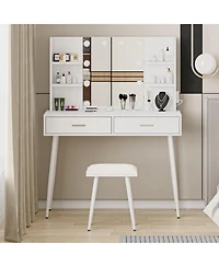 gaomon Vanity Desk with Mirror and Lights, Makeup Vanity Table with Drawers