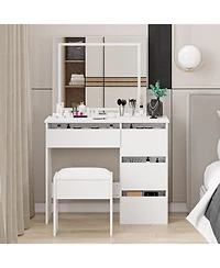 gaomon Vanity Desk, Makeup Vanity Desk with Touch Light Mirror and Power Outlet