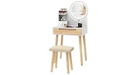 gaomon Vanity Desk with Stool - Makeup Table with Touch Light Mirror