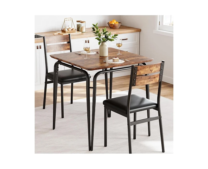 Dining Table for 2, Small Table and Chairs Set of 2, Square Dinette Set for 2, Dinner Table Set, 3 Piece Kitchen & Dining Room Sets for Small Space