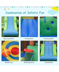 Gymax Inflatable Jungle Bounce House w/ Dual Slides Climbing Wall Jumping Area