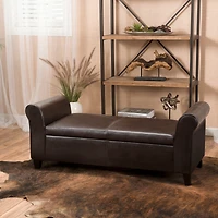 50” Armed Storage Bench,Upholstered Ottoman for Bedroom,Living Room, or Entryway-The Pop Home
