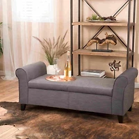 50” Armed Storage Bench,Upholstered Ottoman for Bedroom,Living Room, or Entryway-The Pop Home