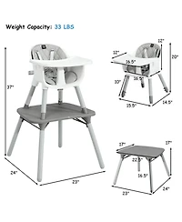 Gouun 4-in-1 Baby Convertible Toddler Table Chair Set with Pu Cushion