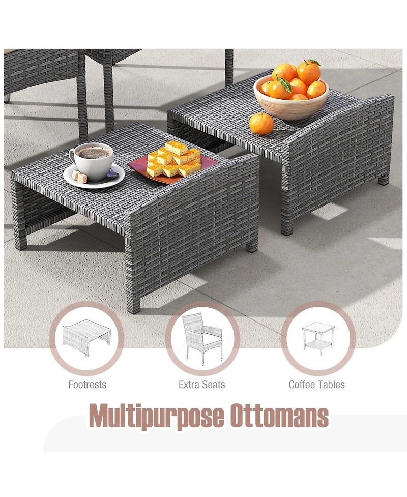 Gouun 5 Pieces Patio Conversation Set with Soft Cushions and Ottomans