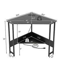 Gouun Triangle Computer Corner Desk with Charging Station