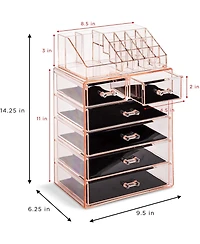 Sorbus 2 Piece Acrylic Makeup and Jewelry Storage Organizer Case (6 Drawers Lipstick Tray