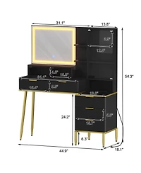 gaomon Makeup Vanity Desk with Lights & Power Outlet