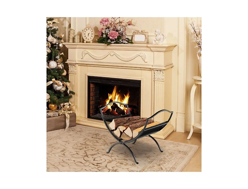 Gouun 19 Inch Folding Fireplace Log Rack with Convenient Handle