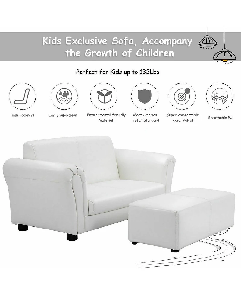 Gouun Soft Kids Double Sofa with Ottoman