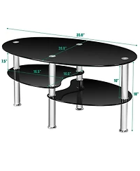 Gouun Tempered Glass Oval Side Table