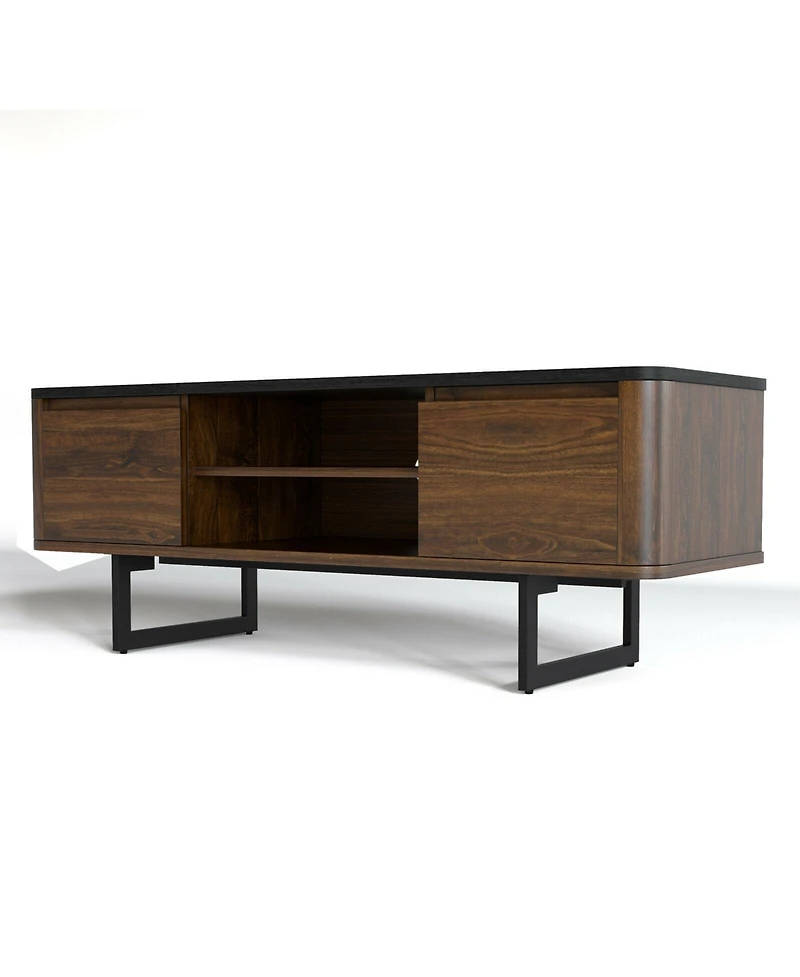 Gouun Wooden Tv Stand with 2-Door Storage Cabinets for for TVs up to 55 Inch