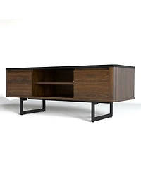 Gouun Wooden Tv Stand with 2-Door Storage Cabinets for for TVs up to 55 Inch