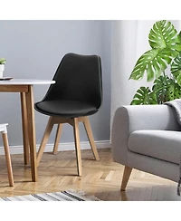 Gouun Set of 4 Dining Chairs Mid-Century Modern Shell Pu Seat with Wooden Legs