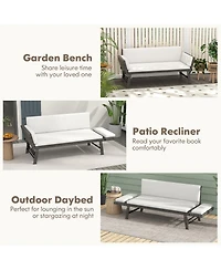 Gouun Outdoor Convertible Sofa Daybed with Adjustable Armrests for Balcony-Off