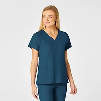 Wink Women's W123 Flex Back Stylized V-Neck Scrub Top, Red, S Regular