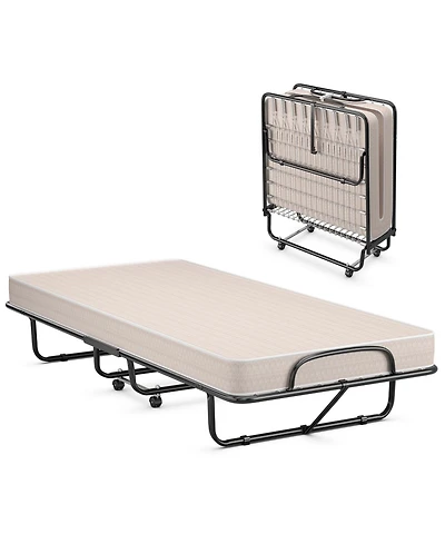 Gouun Rollaway Guest Bed with Sturdy Steel Frame and Memory Foam Mattress Made Italy
