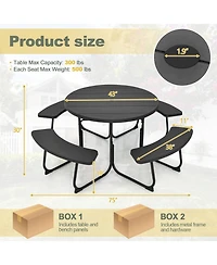 Gouun 8-Person Outdoor Picnic Table and Bench Set with Umbrella Hole