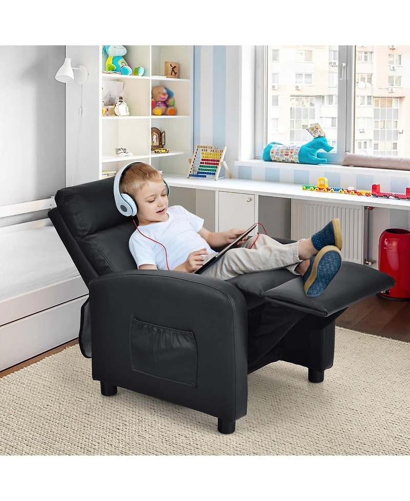 Gouun Ergonomic Pu Leather Kids Recliner Lounge Sofa for 3-12 Age Group