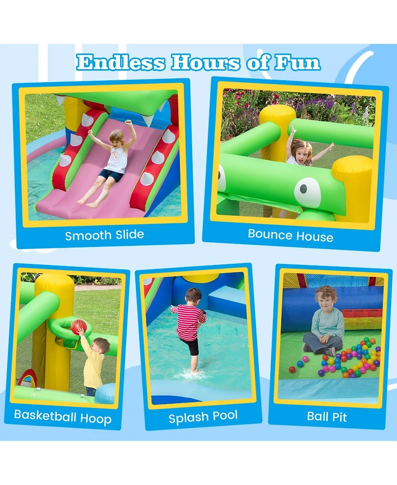 Gouun Inflatable Bounce House with Slide and Splash Pooland and 680W Blower