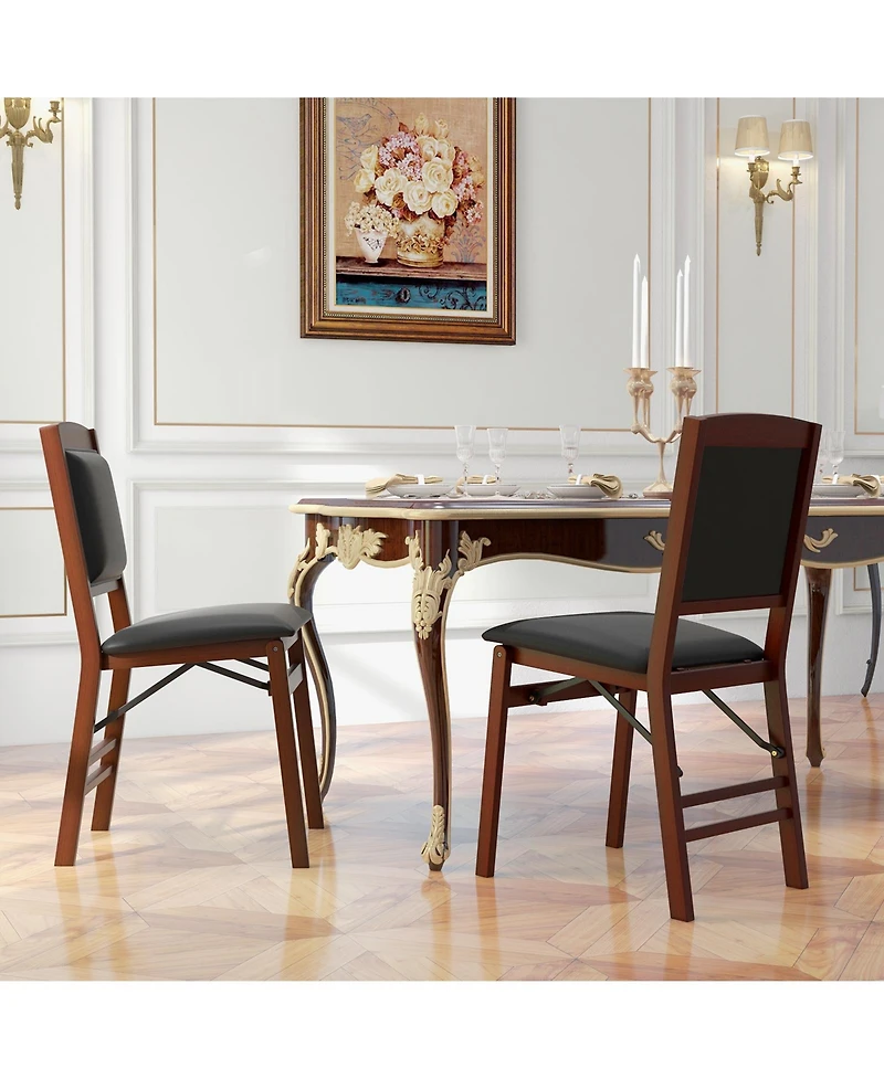 Gouun Set of 2 Folding Dining Chairs with Padded Seat and High Backrest