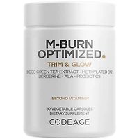 Codeage M-Burn Optimized Supplement - Decaffeinated Green Tea Std. to 50% Egcg, Berberine, Akkermansia, Vitamin B12 - Probiotics - Vitamins