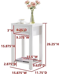 Kings Brand Furniture Sendero Wooden Chairside Side End Table with Drawer and Open Storage Shelf