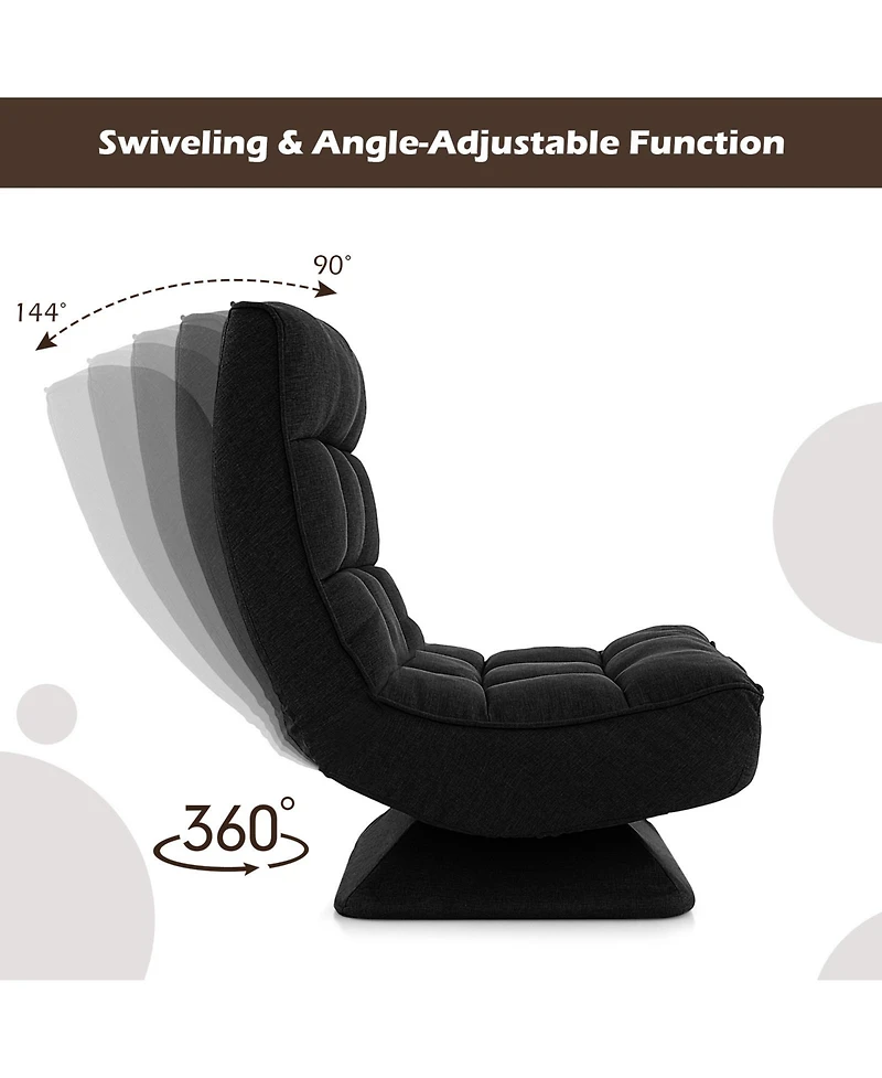 Gouun 5-Level Adjustable 360° Swivel Floor Chair with Massage Pillow