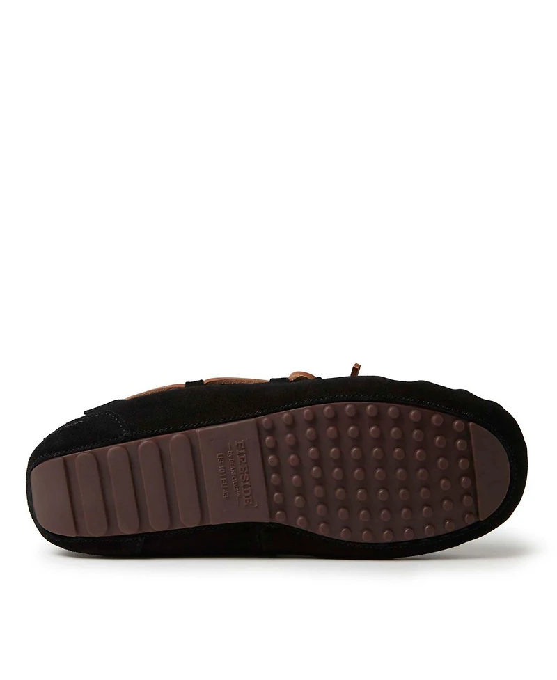 Dearfoams Men's Fireside By Victor Genuine Shearling Moccasin Slipper