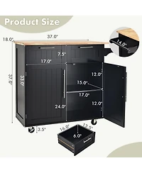 Gouun Heavy Duty Rolling Kitchen Cart with Tower Holder and Drawer